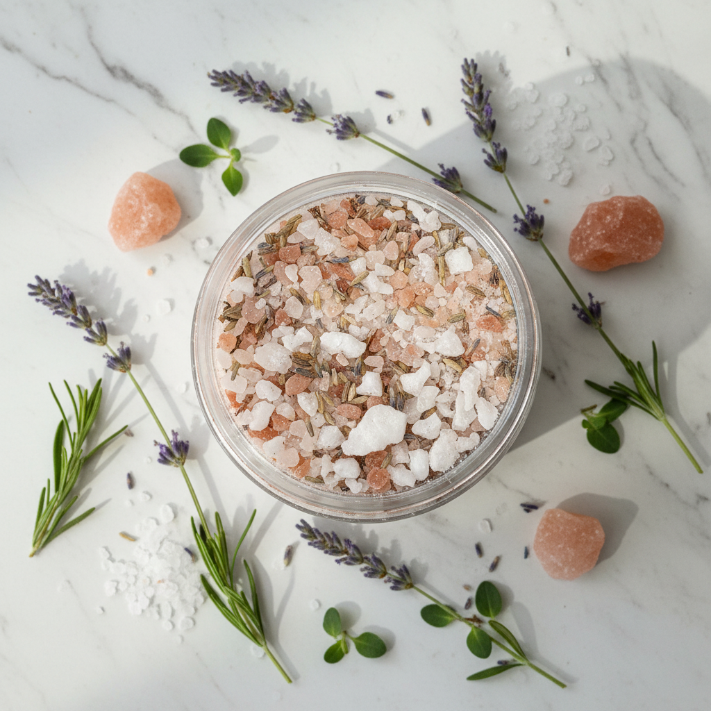 White Marble Bath Salts Closeup
